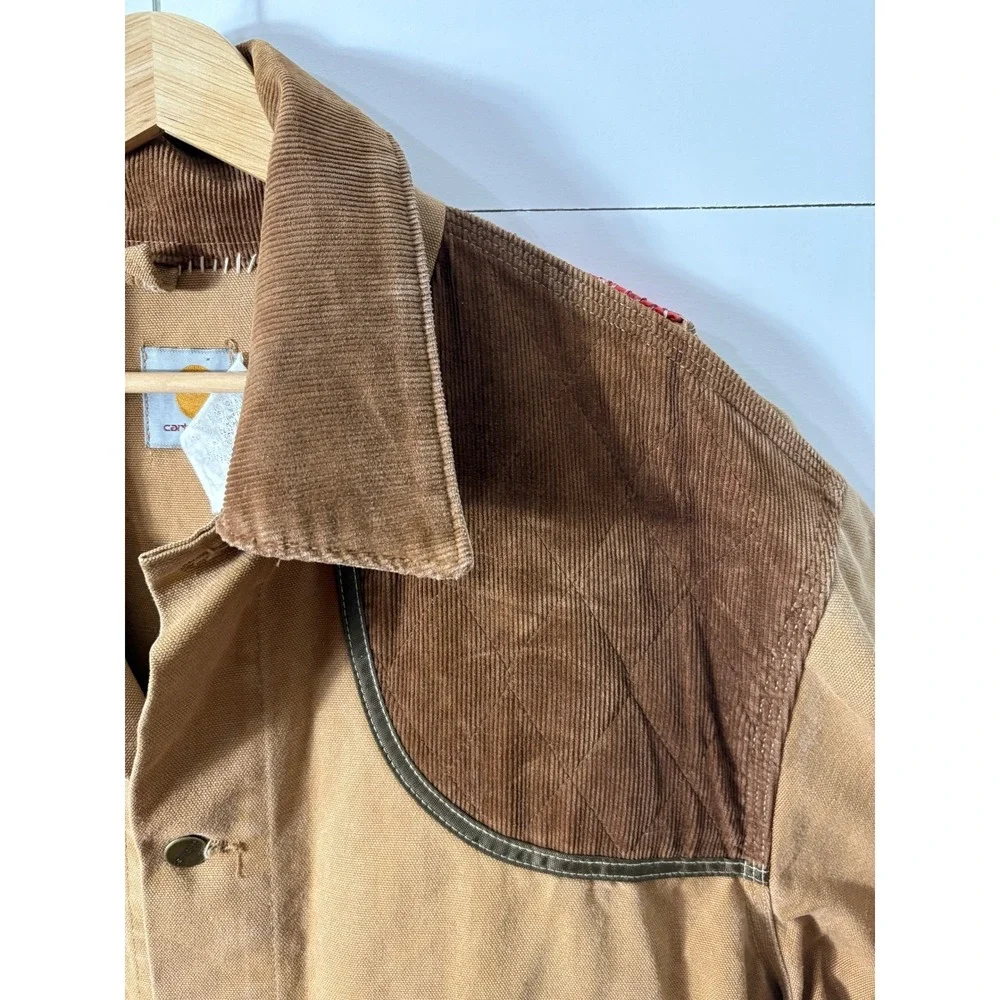 VTG Carhartt 80's Hunting Field Jacket Size XXL Game Pouch Mens Canvas Corduroy